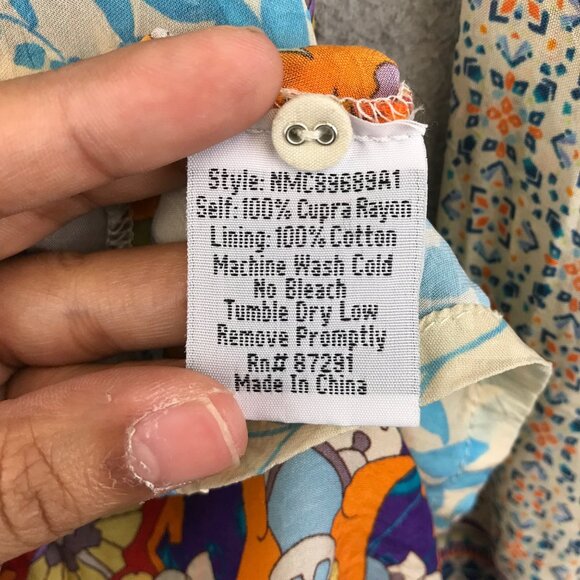 Johnny Was Floral Artsy Tunic Cupra Rayon Long Slv Boho Tropical Breezy Size MOp - Picture 12 of 13